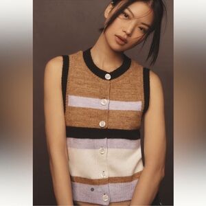 Maeve Crew-Neck Cardigan Sweater Vest